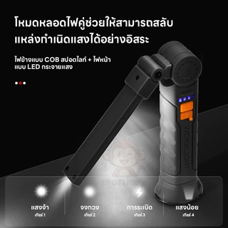 ไฟทำงานพับได้ COB ดูดแม่เหล็กสูง หมุน360° ปรับ4ระดับ กันน้ำ ชาร์จ ใช้งานนาน ตะขอซ่อน ซ่อมกลางแจ้ง