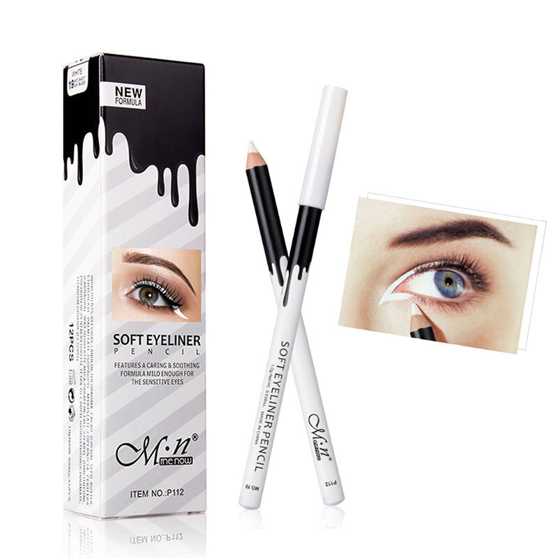WOOLOVE White Eyeliner Pencil Waterproof Long Lasting Eyeliner Makeup Cosmetics Color Eyeliner Pen