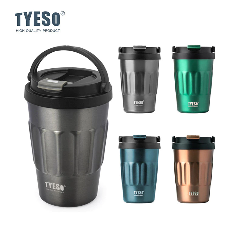 TYESO TS-8803/TS-8804 แก้วน้ําสุญญากาศ มีฉนวนกันความร้อน และเย็น ขนาด 400 มล. 500 มล. พร้อมหูจับ