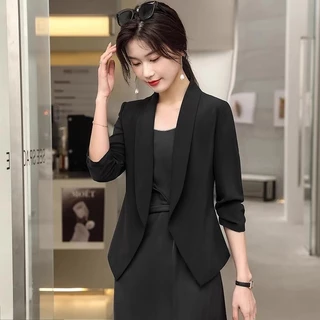 fyp สไตล์วินเทจ ผ้านิ่มไม่ยับ เสื้อเบลเซอร์ผู้หญิง แฟชั่น minimal เสื้อคลุมเบลเซอร์ Korean outfit 👚XS-3XL