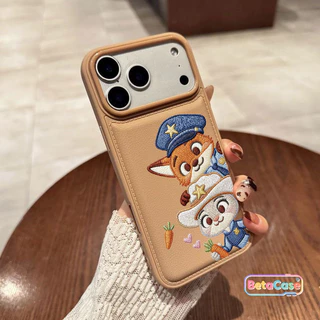 เคส iPhone 17 16 15 14 13 12 11ProMax Phone Case ลายการ์ตูนคู่หูจิ้งจอกกับกระต่ายนักสืบ น่ารักเกาหลี ซิลิโคนกันกระแทก