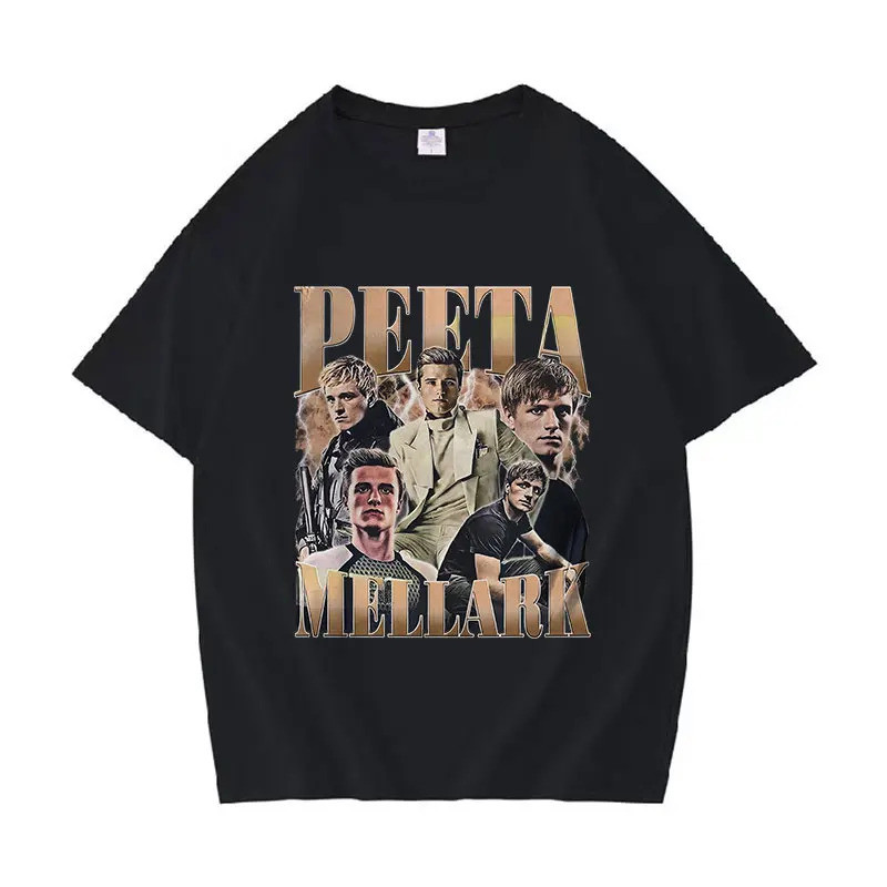 เสื้อยืดลายกราฟิกวินเทจ Peeta Mellark ยุค 90s ลายพิมพ์ Josh Hutcherson เสื้อยืดแขนสั้นสำหรับผู้ชายแล
