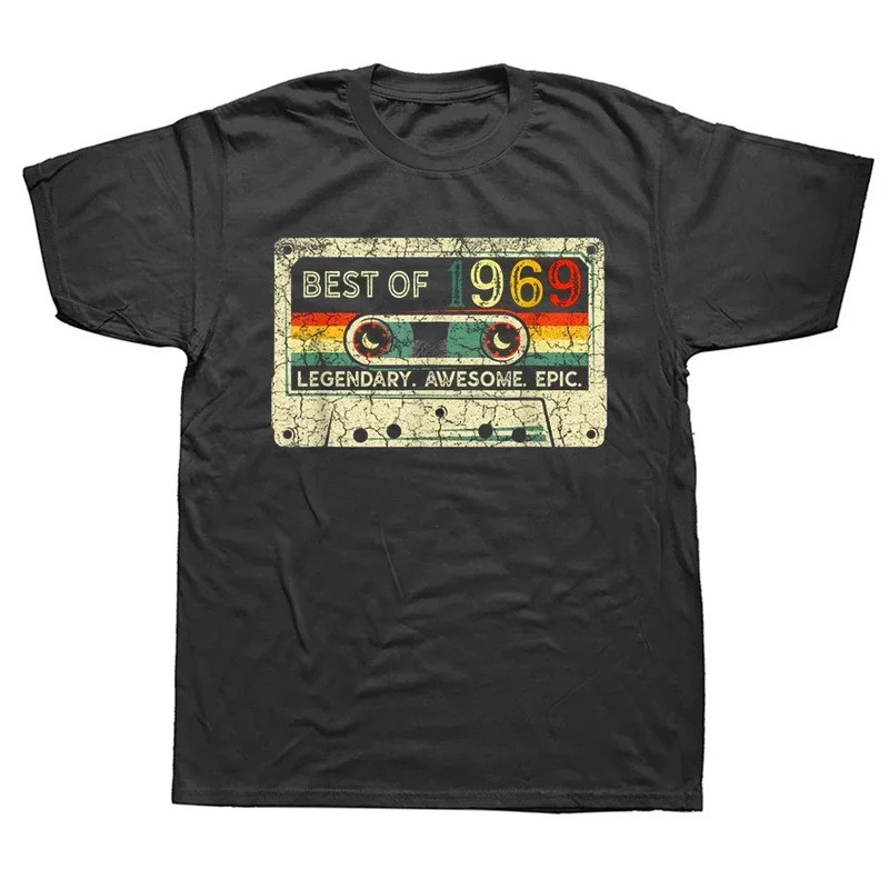 เสื้อยืด New Men 1969 รุ่นลิมิเต็ดอิดิชั่น Cassette Tape 56th เสื้อยืดโอเวอร์ไซส์ลำลอง เสื้อยืดแขนสั้นสไตล์วินเทจสำหรับค