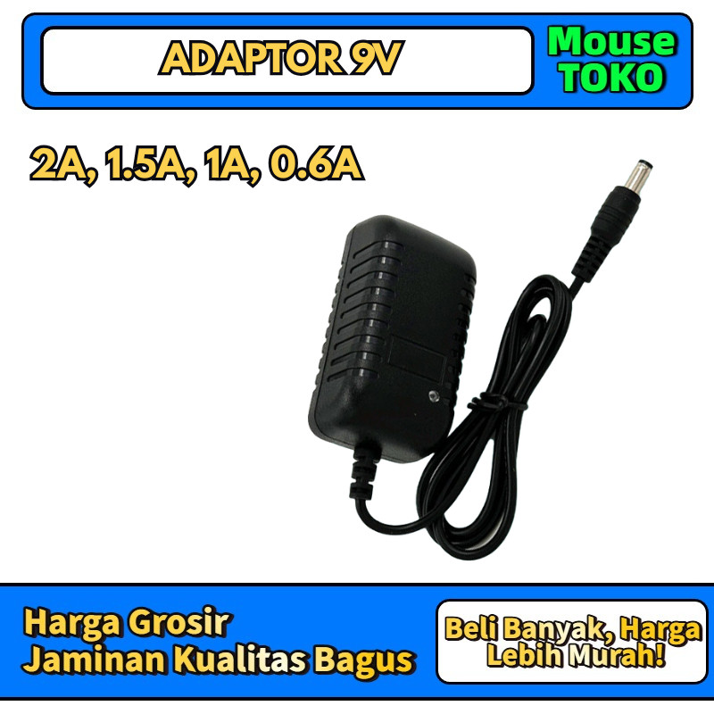 9V DC Power Adapter 0.6A / 1A / 1.5A / 2A - Digital Scale Guitar Effect Modem Router Adapter