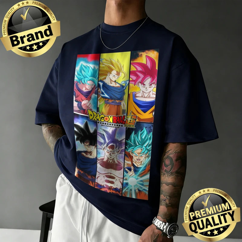เสื้อยืดคอตตอนลายดราก้อนบอลซูเปอร์ รุ่นใหม่ปี 2026 ทรงโอเวอร์ไซส์สไตล์วินเทจ ลายกราฟิกโกคูหกแบบ สำหร