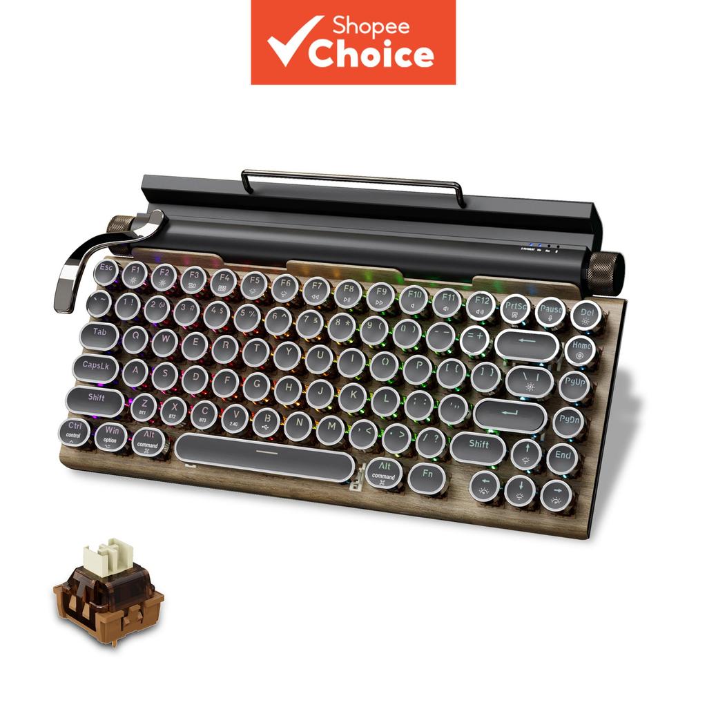  คีย์บอร์ดกลไกเรโทรสําหรับแล็ปท็อป คีย์บอร์ดไอแพด แท็บเล็ต คีย์บอร์ดโทรศัพท์ คีย์บอร์ดไร้สายแบบเปลี่ยนปุ่มได้ RGB
