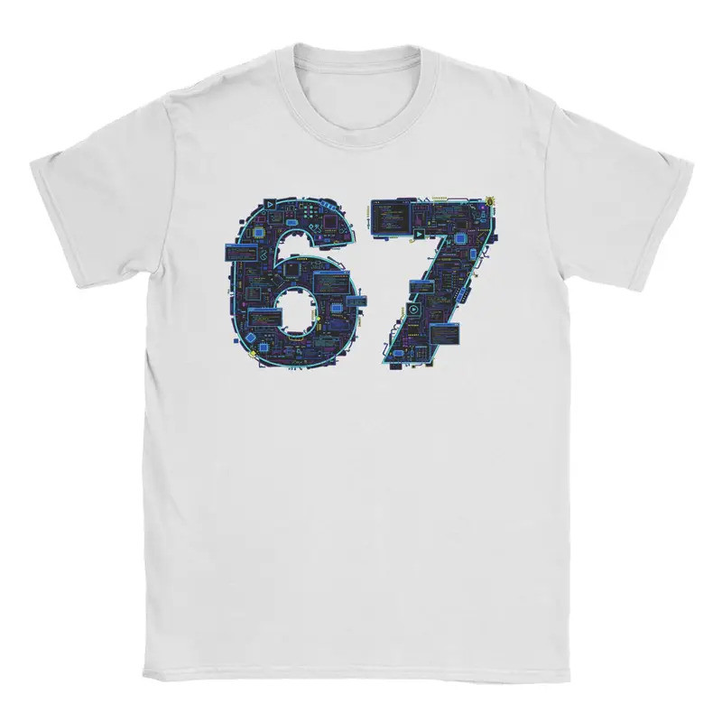 เสื้อยืดผู้ชาย 67 Six Seven Meme Programmer 67 Meme ผ้าฝ้าย 100% เสื้อยืดคอกลมสุดเท่ แขนสั้น เสื้อผ้