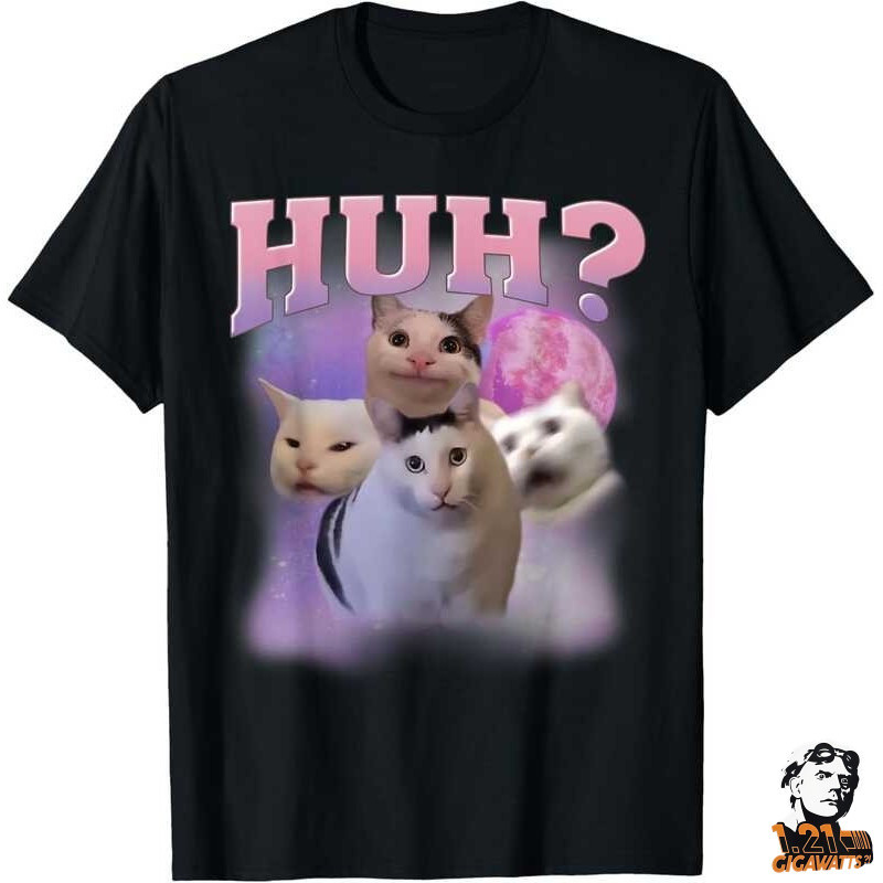 ตลก Meme Huh Cat เสื้อคนรักแมวอารมณ์ขันเสื้อยืด