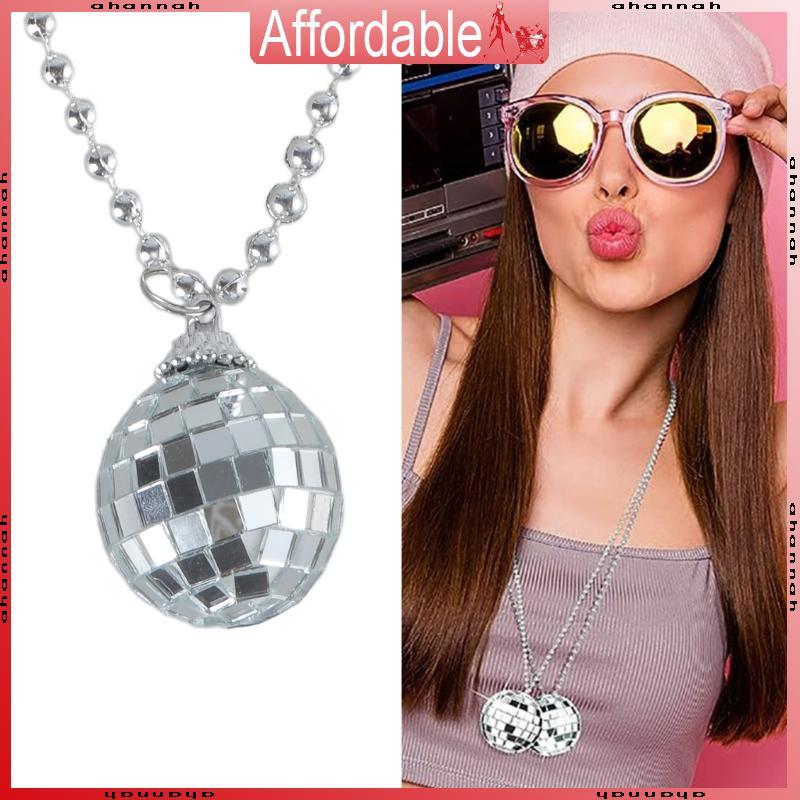 สร้อยคอมีดีไซน์แบบดิสโก้ยุค 70s กะพริบด้วยเม็ดแก้วVintage