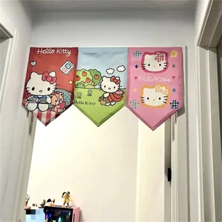 INS Hello Kitty DIY ผ้าม่านธงประตูห้องนอนตกแต่งห้องกระดาษแข็งพาร์ทิชันน่ารักการ์ตูนสร้างสรรค์