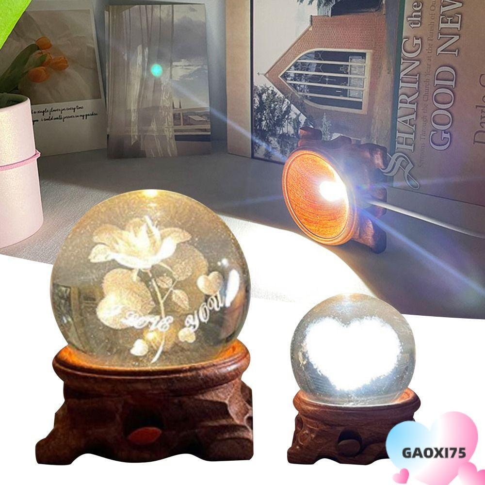GAOXI75 Crystal Ball Holder USB LED Luminous Crystal Sphere Base