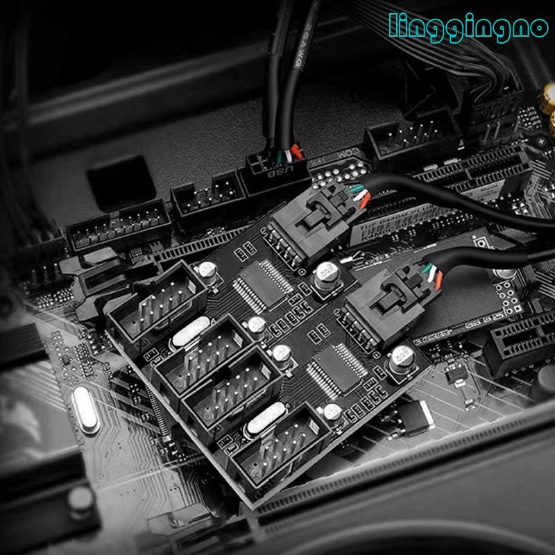 RR 9Pin USB Header ชาย 1 ถึง 2 4 หญิงสายต่อการ์ดเมนบอร์ด 9Pin USB