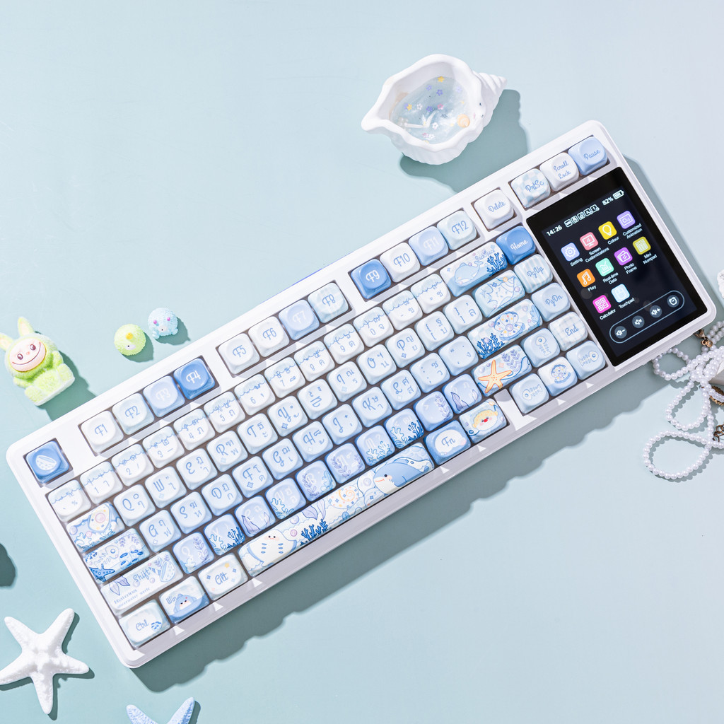 Aula L99 คีย์บอร์ดเชิงกลไทยไร้สายบลูทูธสามโหมดการเชื่อมต่อ 75 การกําหนดค่าพร้อมหน้าจอสีอเนกประสงค์ H