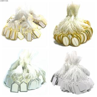 19VJKEPSHOP 100 ชิ้นแท็กแขวนรอบสี่เหลี่ยมผืนผ้าอุปกรณ์ขายปลี…