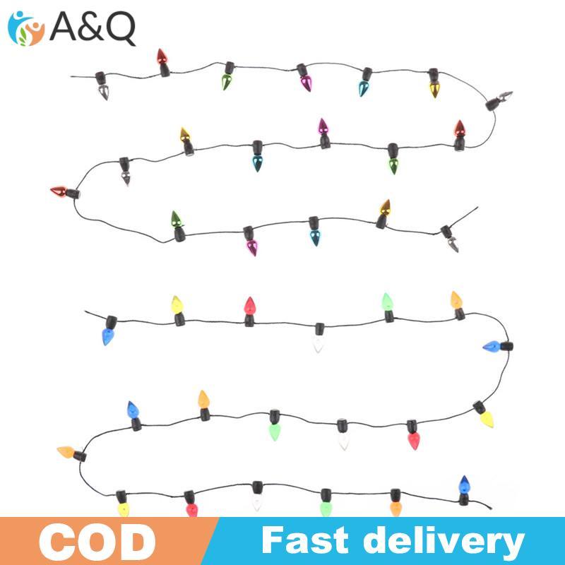 A&Q 0.5m 1/12 Dollhouse Miniature เชือกไฟคริสต์มาสพลาสติกหลากสี