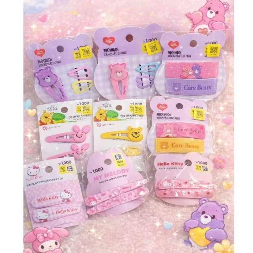 Daiso Korea กิ๊บติดผม Sanrio hello kitty Care Bears มีมาให้เลือกหลายแบบ แท้จาก Shop Daiso Korea