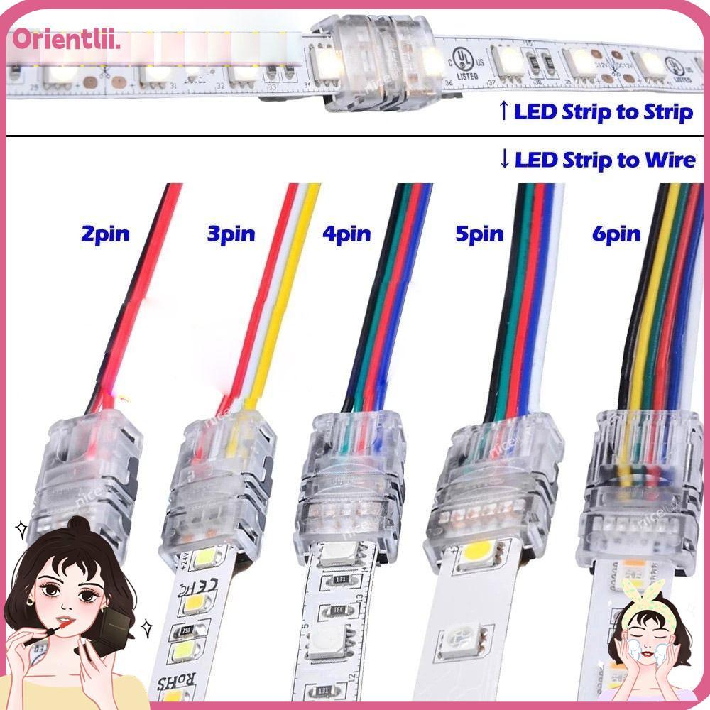 ORIENTTK LED Strips Connector 2pin 3pin Terminal Splice 4pin 5pin 6pin การเชื่อมต่อสายไฟ
