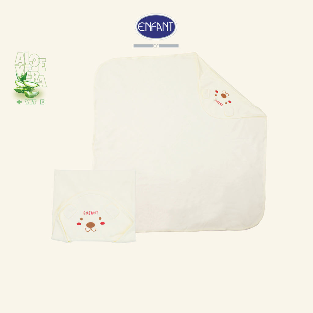 ENFANT ผ้าห่อตัวเด็กอ่อน มีฮู้ด ผ้า Aloe Vera + Vitamin E รุ่น  สีครีม EA6JQ0