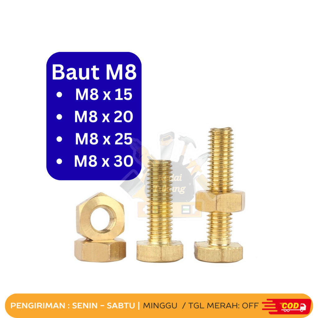 SHOPWORKERS Hex Nut Bolts 8 มม.สลักเกลียวกุญแจ 12 M8x15 M8x20 M8x25 M8x30 สลักเกลียว 8x15 8x20 8x25 
