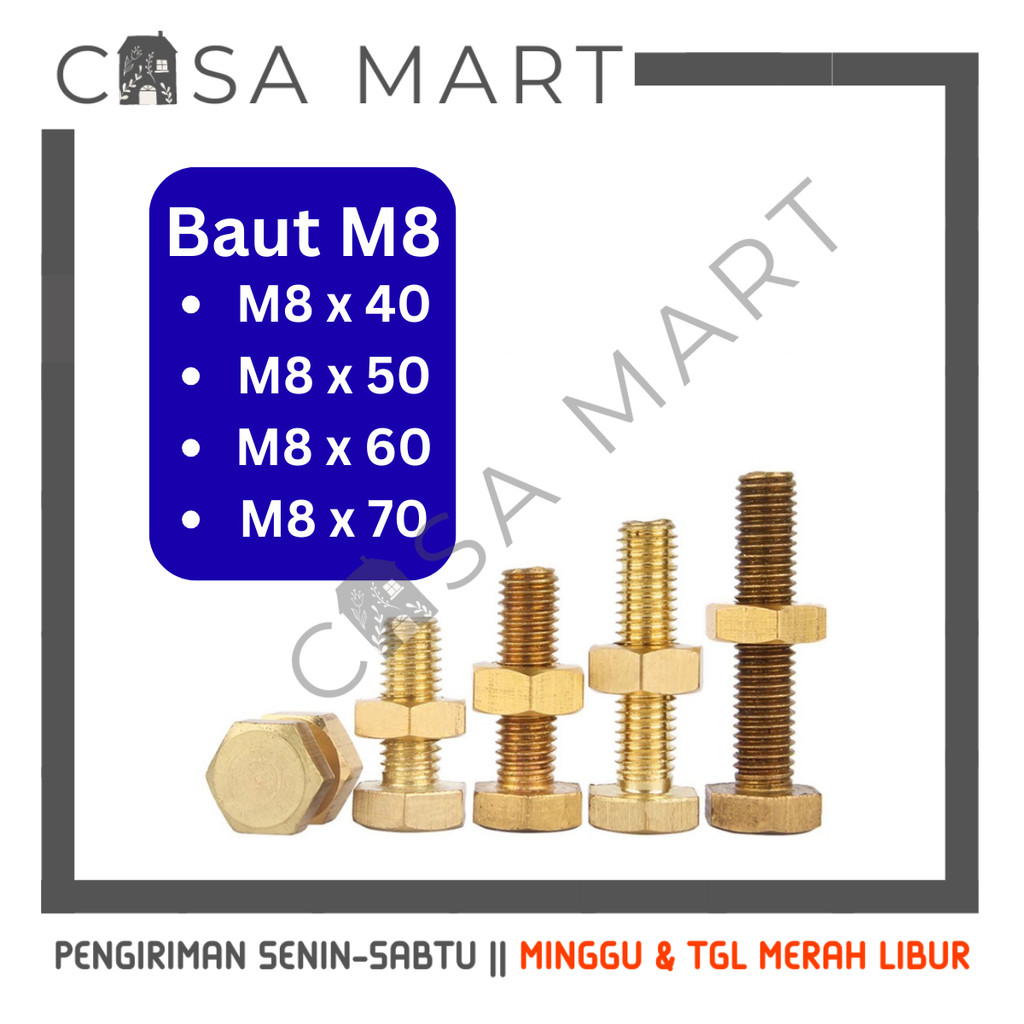 CASA MART Hex Nut Bolt 8mm Key Bolt 12 M8x40 M8x50 M8x60 M8x70 Bolt 8x40 8x50 8x60 8x70