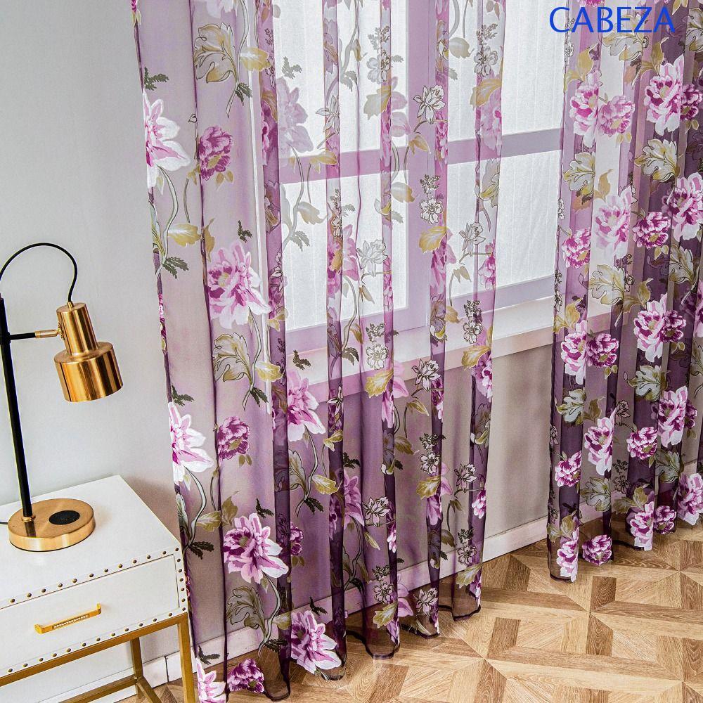 CABEZA ผ้าม่านโรแมนติกห้องนั่งเล่นหรูหรารูปแบบดอกโบตั๋นดอกไม้ Tulle ผ้าม่านเชียร์