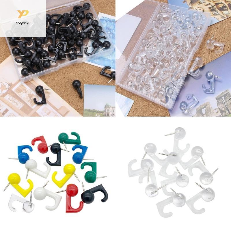 PPY 30 50 ชิ้น Push Pin Picture Hooks Cork Board Hooks Bulletin Board Hooks สําหรับ Bulletin Board