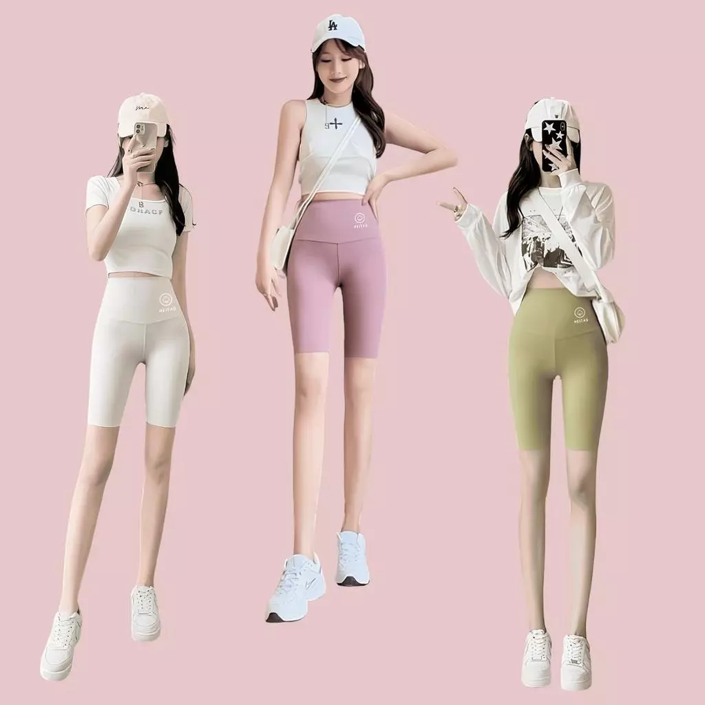 กางเกงเลกกิ้งขาสามส่วน เอวสูง ผู้หญิง ผ้าเนียน ยืดดี ใส่สบาย เลกกิ้งออกกำลังกาย กางเกงแฟชั่น
