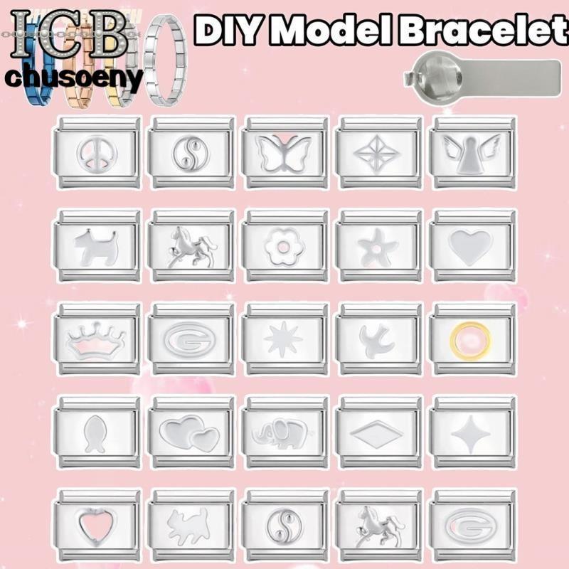 DIY ภาษาอิตาลี เสน่ห์ สร้อยข้อมือ ข้อต่อฟิตติ้ง 9 มม Sliver สีขาว Diy สร ้ อยข ้ อมือคู ่ Diy แฟชั ่ นเครื ่ องประดับอุปกรณ ์ เสริม Retro บุคลิกภาพโมดูลสร ้ อยข ้ อมืออุปกรณ ์ เสริมของขวัญวันวาเลนไทน ์