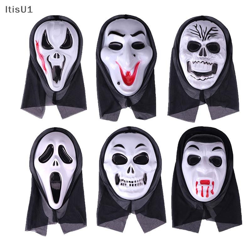 [FSP] ภาพยนตร์ที่สมจริงน่ากลัว Ghost หน้ากากฮาโลวีน Creepy Devil หน้ากาก Sti ลิ้นออกหมวกกันน็อคสยองข