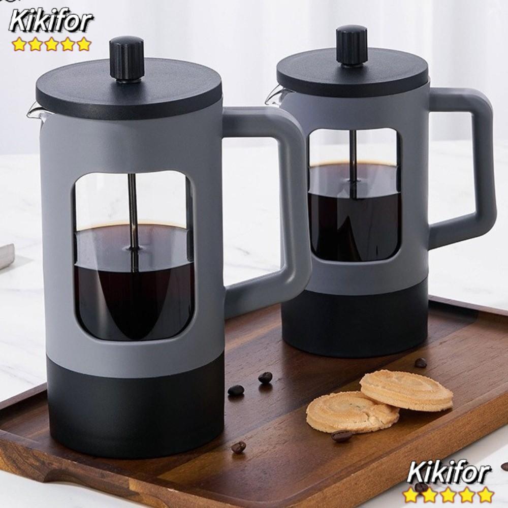 KIKIFOR เครื่องชงกาแฟ French Press, แก้ว Borosilicate 600ml Tea Coffee Brewer, แบบพกพาทนความร้อนความ