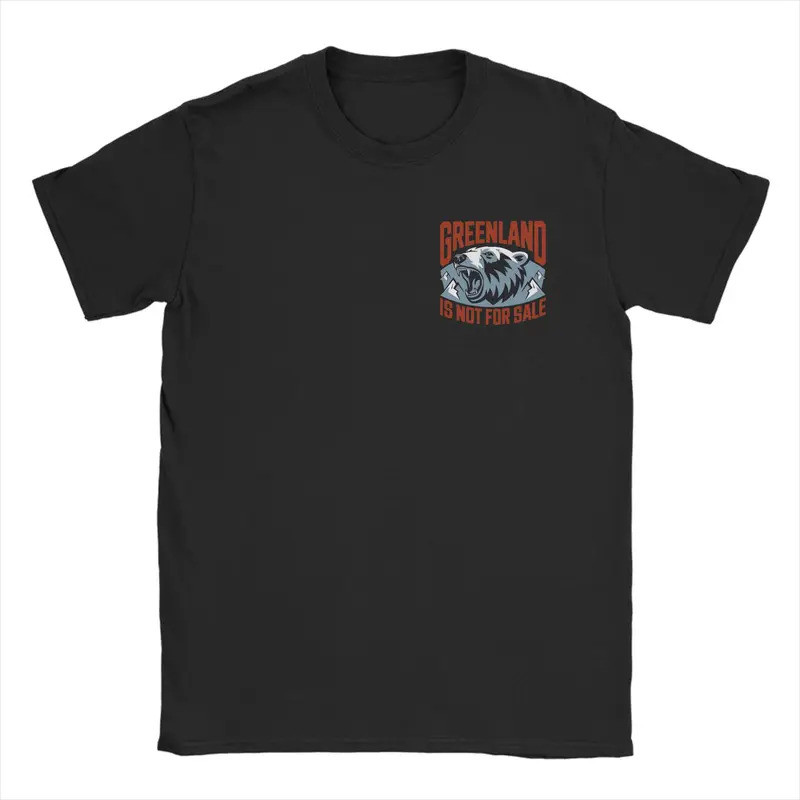 เสื้อยืดคอตตอนผู้ชายลาย Greenland is not for sale สไตล์ Y2K เรโทร คอกลม ฮาราจูกุ ไซส์ใหญ่ ขายส่ง