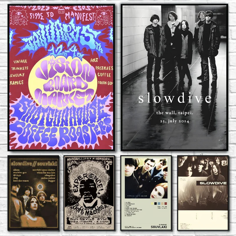 1PC Slowdive Souvlaki โปสเตอร์โปสเตอร์กระดาษพิมพ์ห้องนั่งเล่นห้องนอน Entrance Bar Cafe Art ภาพวาดตกแ