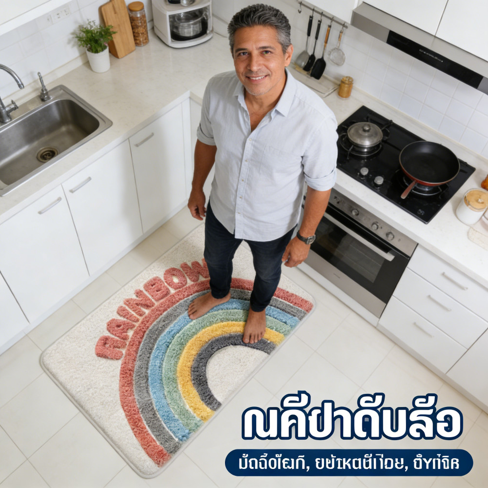 พรมเนื้อนุ่ม ดูดซับน้ำ ซับน้ำได้ดี ห้องครัว สำหรับห้องน้ำ ขนาด 50 * 60 ซม. พรมปูพื้น พรมเช็ดเท้า แห้งไว