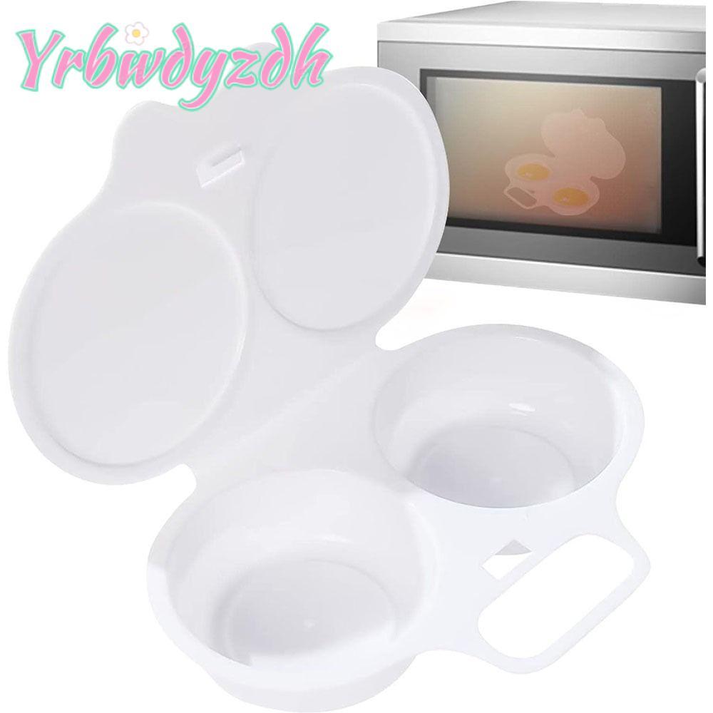 YRBWDYZDH เครื่องนึ่งไข่, PP Double Cup ไมโครเวฟ Egg Poacher, แบบพกพาพร้อมฝาปิด Nonstick Egg Cup Kit
