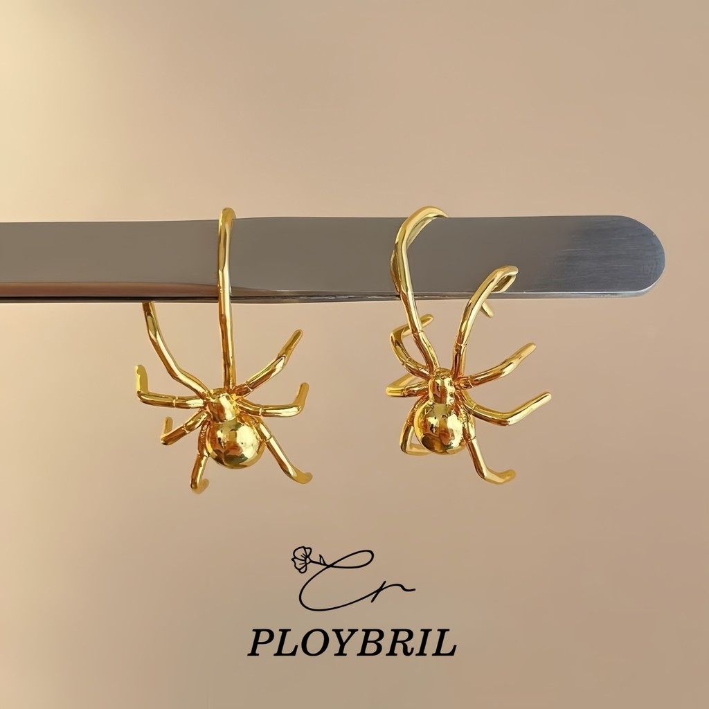 PLOYBRIL ผู้หญิงหนึ่งคู่ต่างหูสตั๊ดแมงมุมโลหะผสมสร้างสรรค์ E033