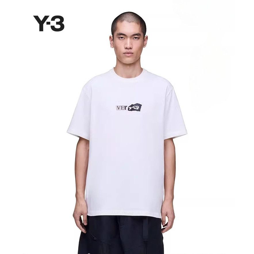 Y-33 Yohji Yamamoto พิมพ์เรียบง่ายโลโก้ผู้ชายผ้าฝ้าย 100% หลวม street กีฬาเสื้อยืดแขนสั้น KQ9749 KQ9