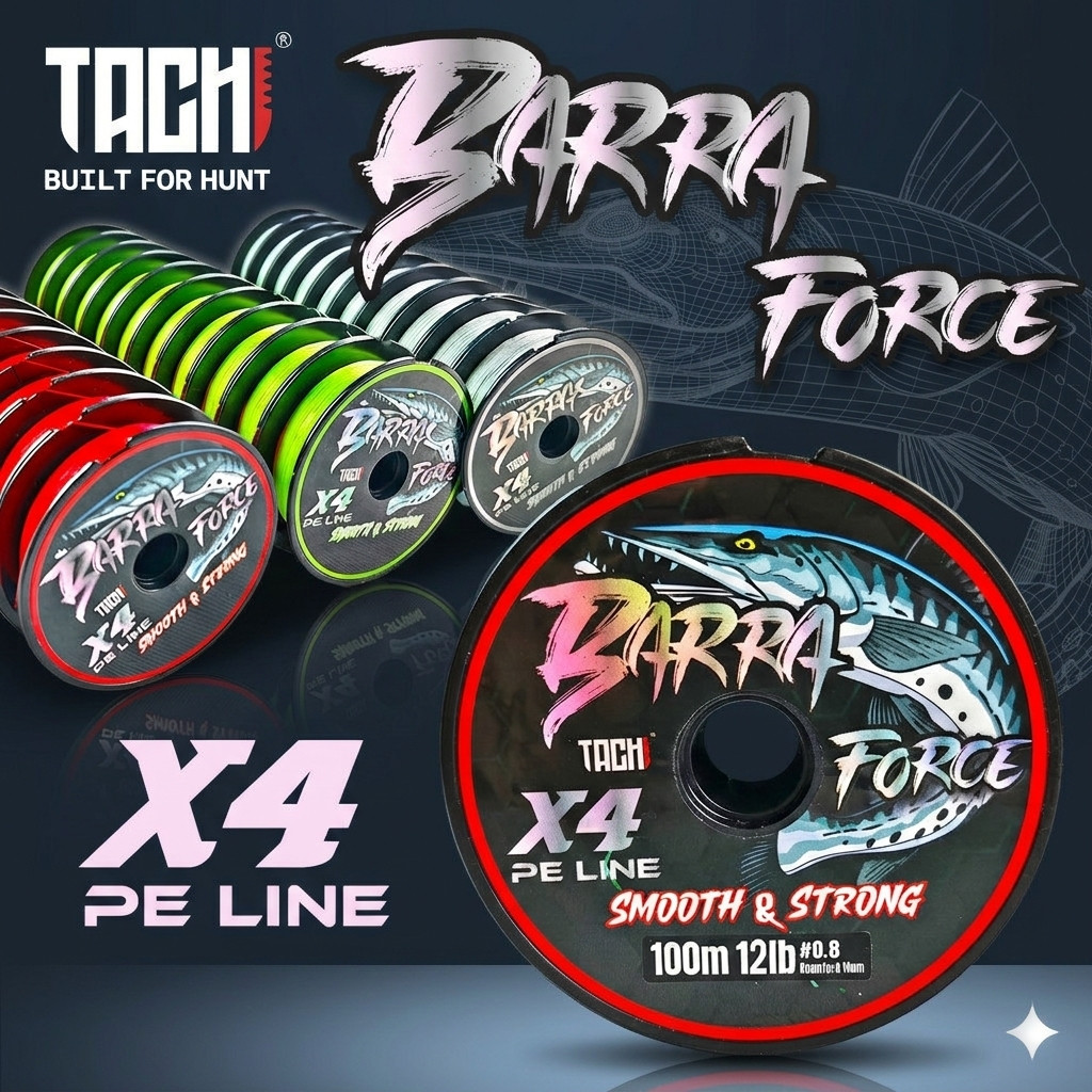 TACHI BARRA FORCE PE 4X Casting Braided Line 100M 6-60lbs Line น้ําเค็มน้ําจืด Tali Ultra Strong ทนท