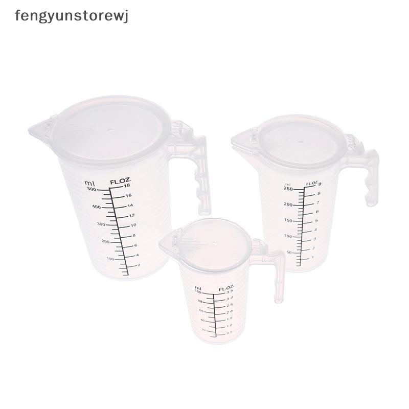 Fengyunstorewj 100/250/500ML ถ้วยตวงเหยือกใสเบเกอรี่แป้งครัวน้ําพร้อมฝาปิด Sc TH