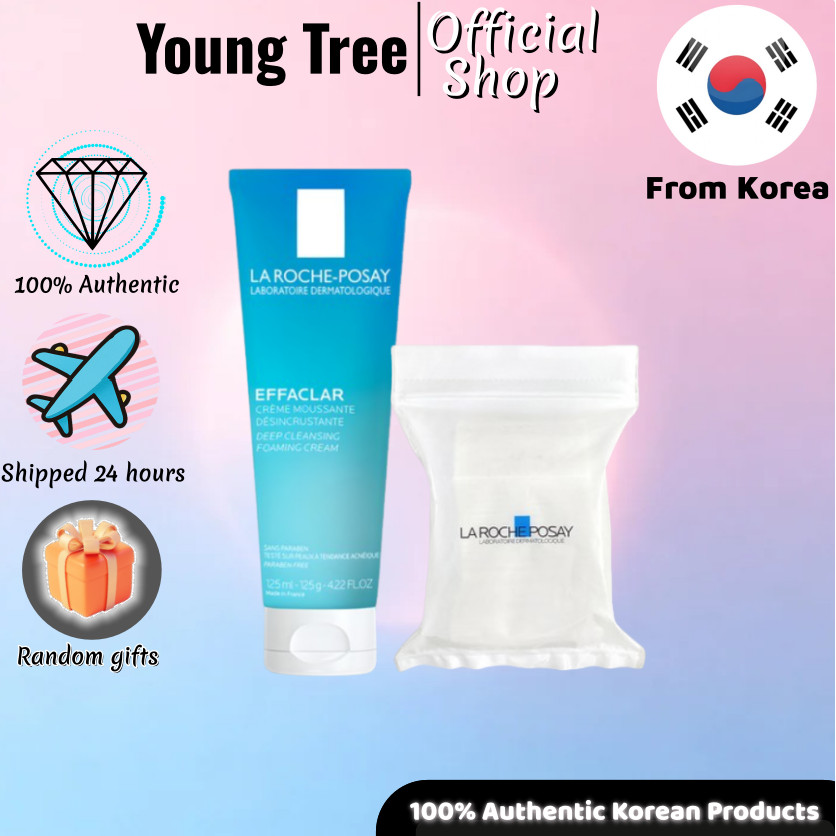 [La Roche-Posay]ครีมโฟมล้างหน้า 125ml+30p สําลีเกล็ดควบคุมความมันกําจัดสิวทําความสะอาดรูขุมขนอย่างล้