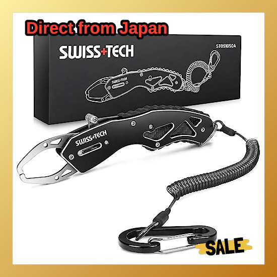 SWISS+TECH Fish Grip Fish Catcher Fish Catcher Fish Gripper Aluminum Fishing Tool Fish Gripper Lightweight Compact Sea Fishing Pond Fishing Bass Fishing Offshore Fishing Boat Fishing Langan Sabiki Fishing Ana Fishing Direct From Japan