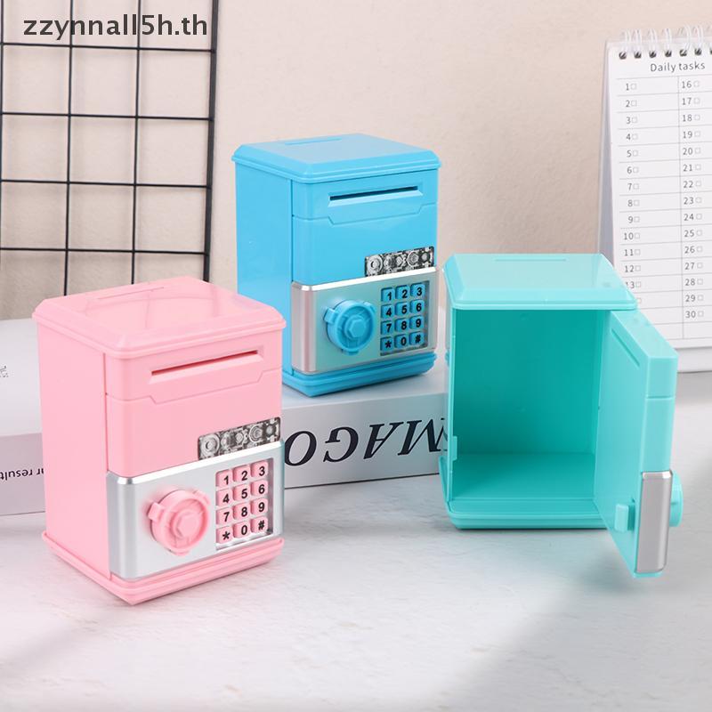 Zzynnall5h Kids Money Bank รหัสผ่าน Piggy Bank Mini ATM เงินสดเหรียญกล่องเงินสําหรับเด็กวันเกิดของเล