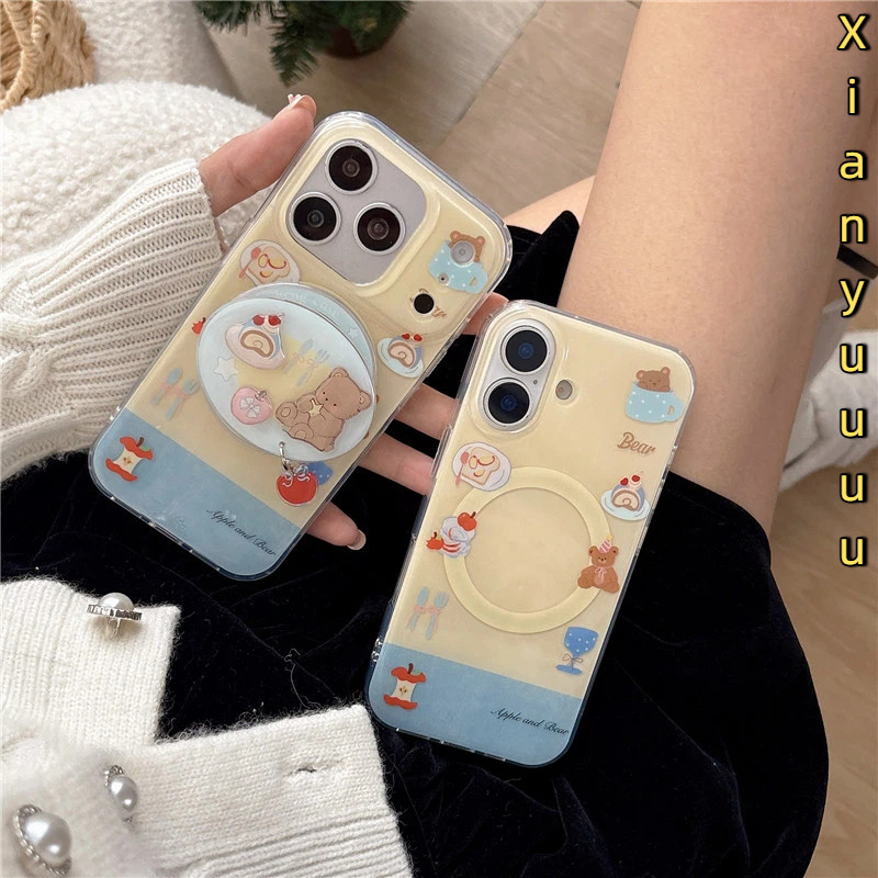 Creative Magnetic Patchwork ขนมหมีสําหรับ IPhone17 16 15 14 13 Pro Max 15Pro 17ProMax 16PM Anti Shoc