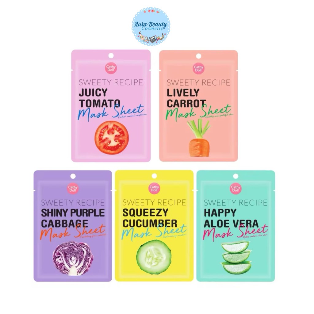 (10แผ่น/กล่อง) Cathy Doll Sweety Recipe Mask Sheet 25g มาส์กหน้า แผ่นมาสก์บำรุงผิว ชุ่มชื้น มีให้เลือกหลายสูตร