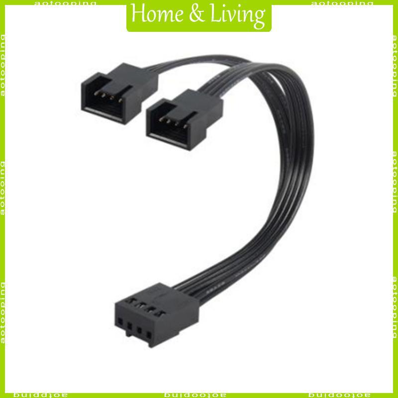 AOTOO 1 ถึง 2 วิธี 4Pin PWM พัดลมสาย PWM Extension Splitter สายสีดํา Sleeved 13 ซม.สายต่อตัวเชื่อมต่