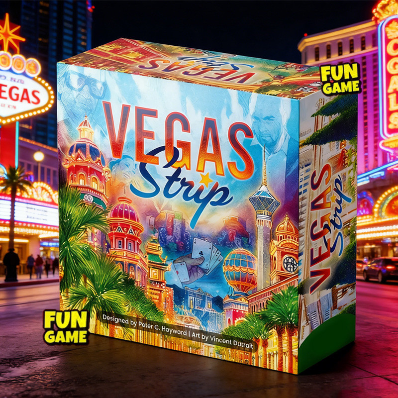 เกมกระดาน Vegas Strip | เกมสคาสิโนหักเหี่ยวและกลยุทธ์ | ผู้เล่น 2-6 คน | อายุ 11+ | เวลาเล่น 40 นาที
