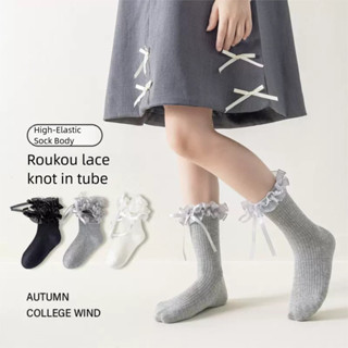 ถุงเท้าผ้าฝ้ายแท้สำหรับเด็กสาว ออกแบบเหมือนเจ้าหญิงมีโบว์ลูก…