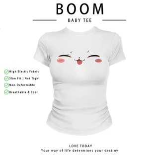 COD（จัดส่งภายใน 24 ชั่วโมง）เสื้อสาวอวบ เสื้อครอปท็อป แขนสั้น babytee สไตล์เกาหลี y2k T-shirt | ลายการ์ตูน