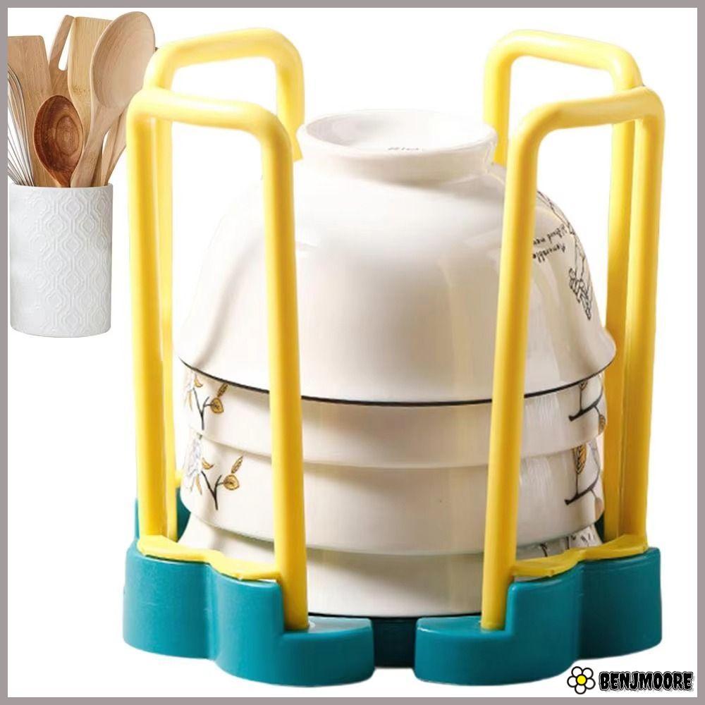 Benjmoore ตู้เก็บจาน, ที่ใส่ชามแบบพับเก็บได้แบบถอดได้, อุปกรณ์จัดเก็บในครัวถ้วยน้ําท่อระบายน้ําที่ทนทาน