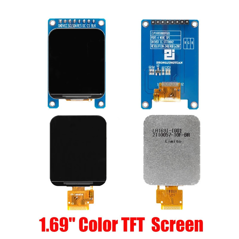 1.69 TFT LCD IPS สีจอแสดงผลโมดูลหน้าจอ 1.69 "ST7789 Controller Driver Board SPI อินเทอร์เฟซ 240*280 
