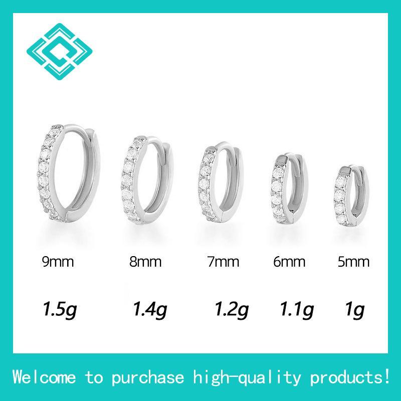 NooYoo ต่างหูสำหรับผิวแพ้ง่าย Second Hole Hoop CZ (สีขาว/สีทอง)